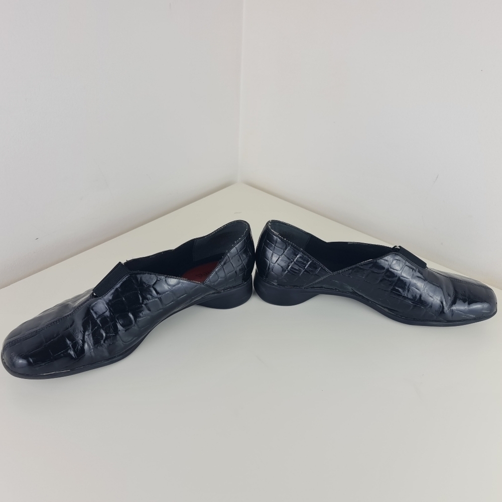 J.Renee women loafers black size 8.5M leather Croc Patent - Picture 6 of 12